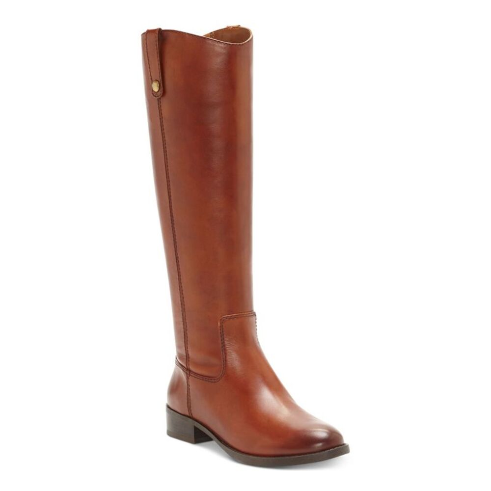 NWT INC Womens Brown At Sides Fawne Toe Block Heel Leather Riding Boot 5 M